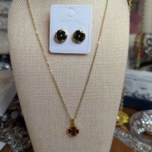 Gold Tone and Black Stainless Steel Jewelry Set